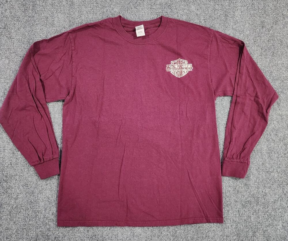 MOTORCYCLE TRIBUTE SHIRT Maroon Long Sleeve Unisex Size Large L Fan Art